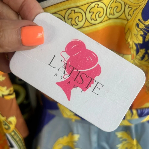 L'Artiste by Amy Glam Baroque Off Shoulder Wrap Dress NWT Size 1X - Picture 5 of 14